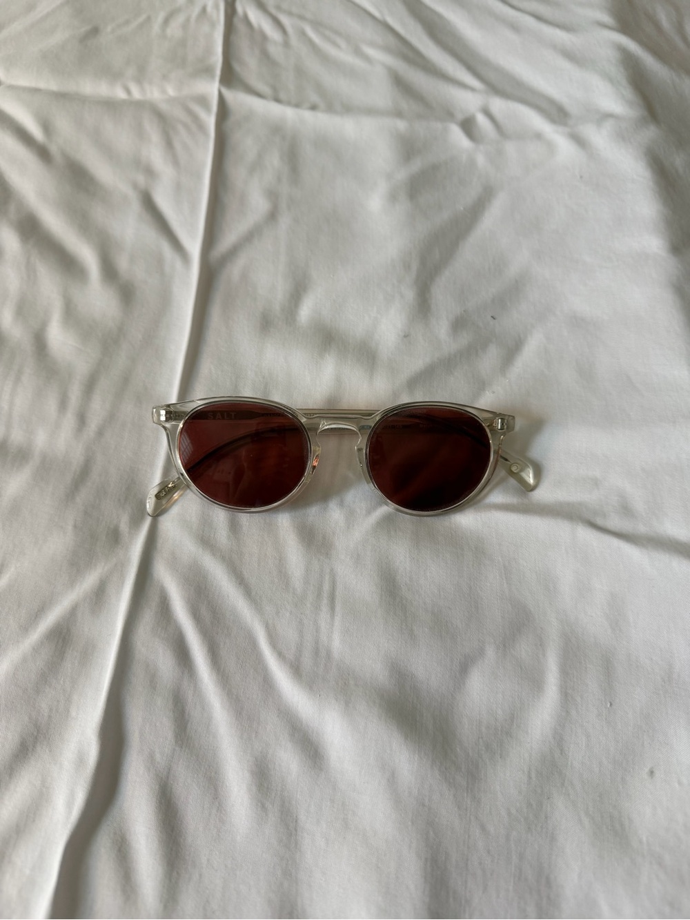 Salt Clear Frame Sunglasses with Red Tint Lenses